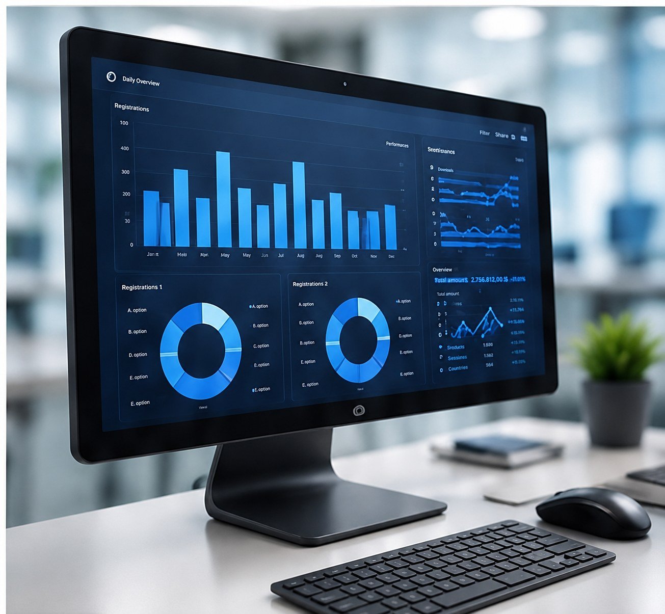 Operational analytics dashboard displayed on a desktop monitor